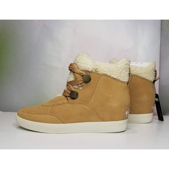 Sorel Women's ONA Cozy Wedge Boots Size 9 Tawny Buff/Sea Salt 2048681 NEW - Picture 1 of 8